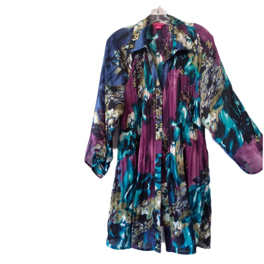 Sheer Crinkle Button Down Tunic - image 3